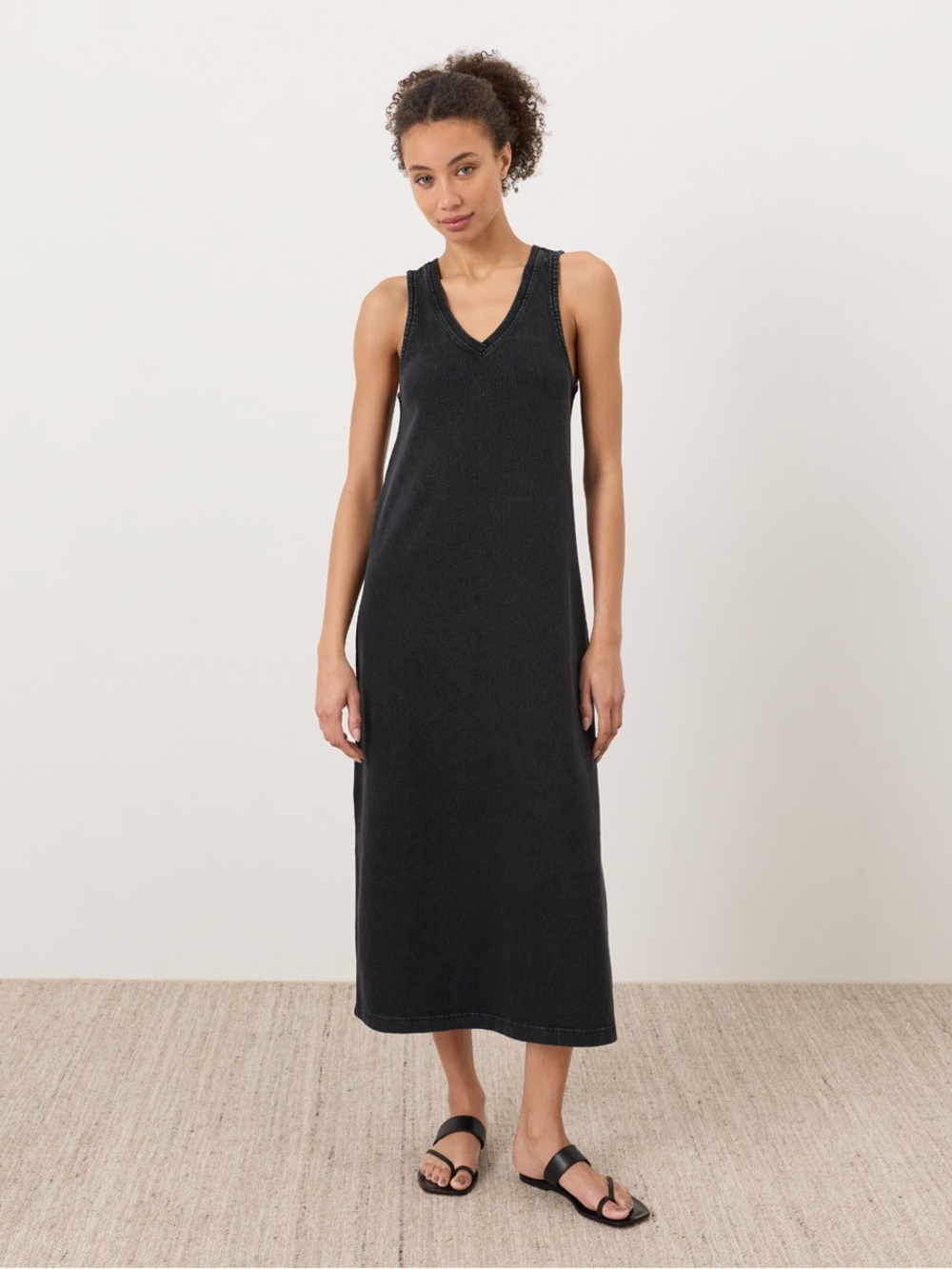 NWT • Pact Organic Weekends Tank Dress in Washed Black • Women’s Size Large